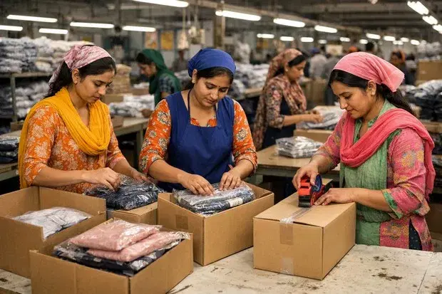 Packaged garments ready for export