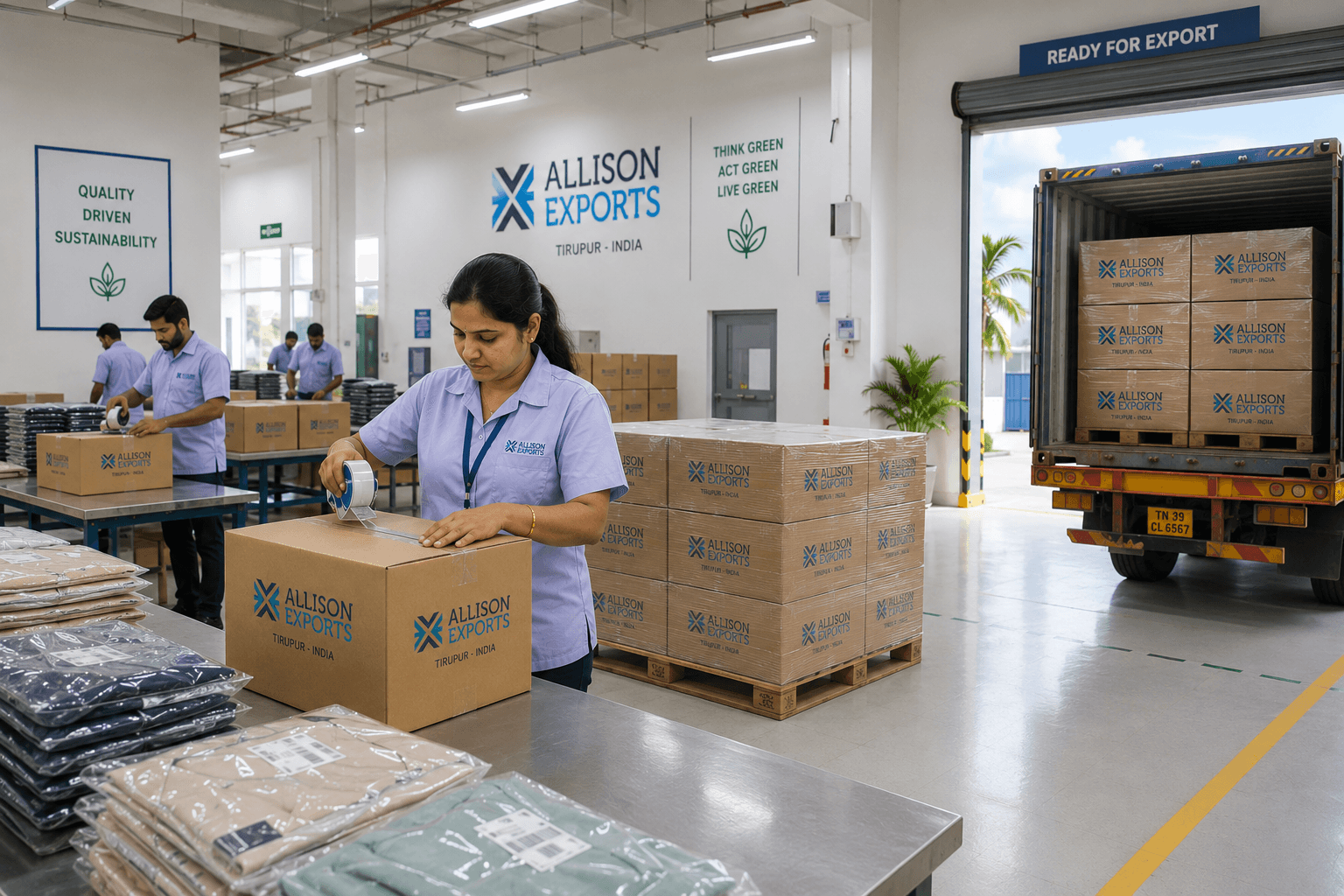 Packaged garments ready for export