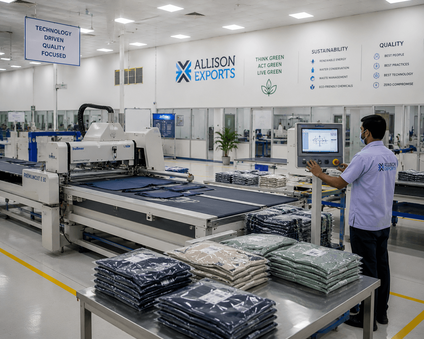 Industrial sewing machines in factory