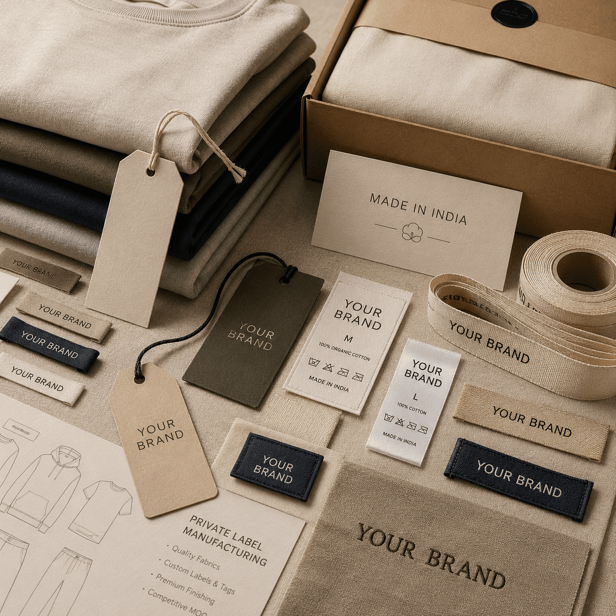 Close-up of clothing tags