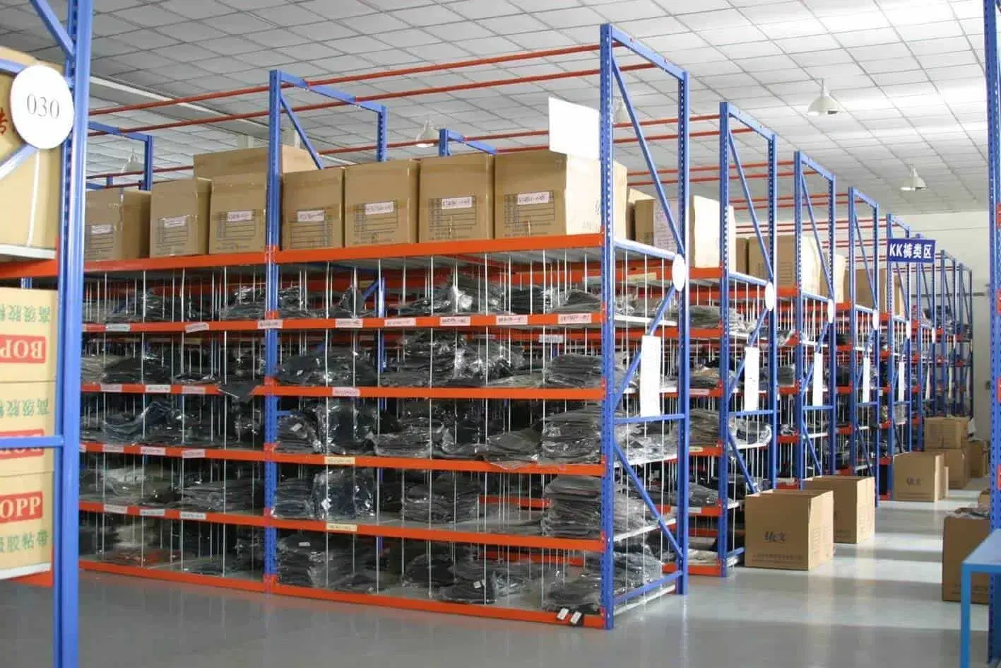 Warehouse with stacked cartons