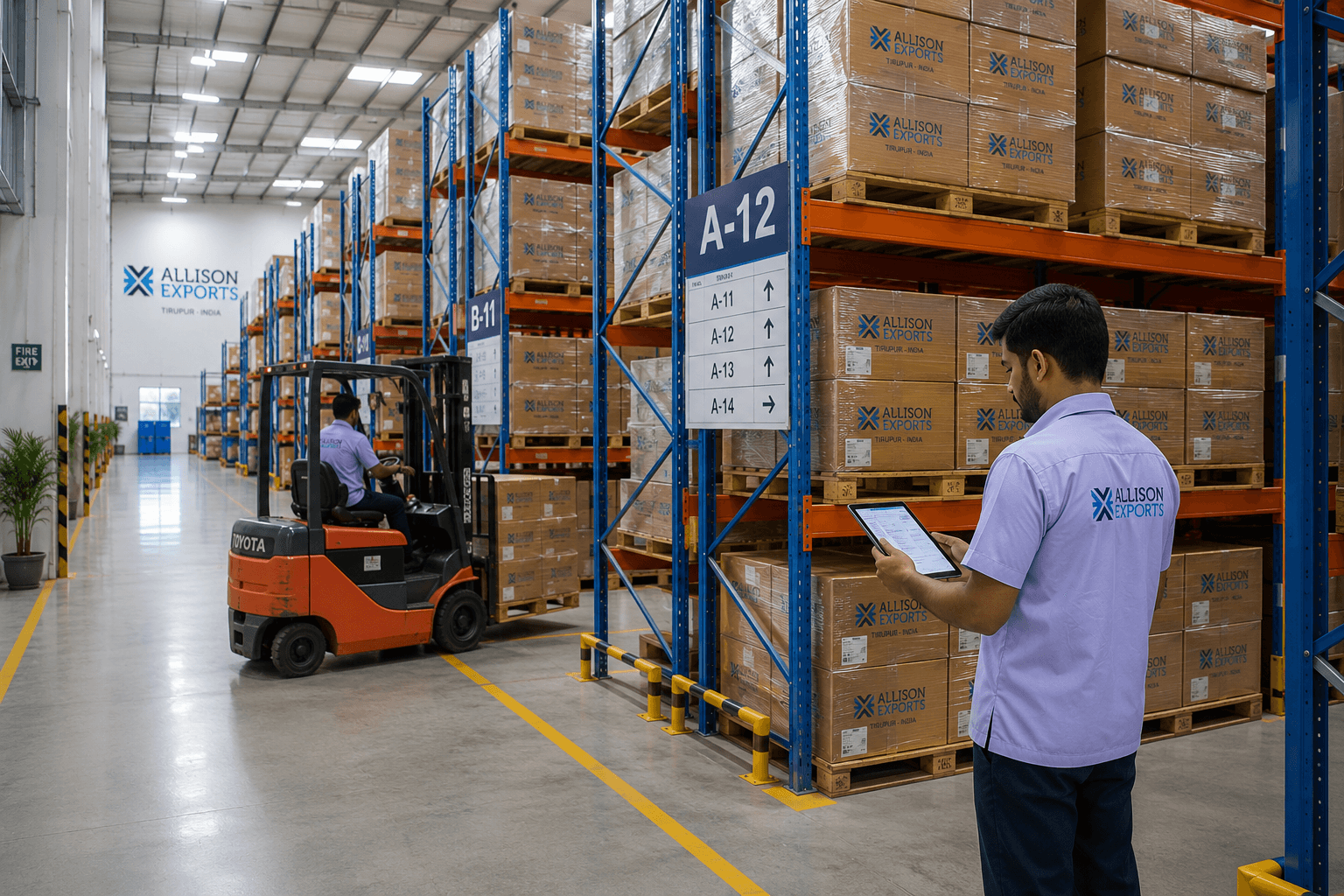 Warehouse with stacked cartons