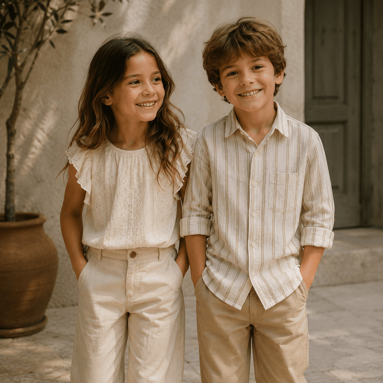 Neutral-toned baby clothing