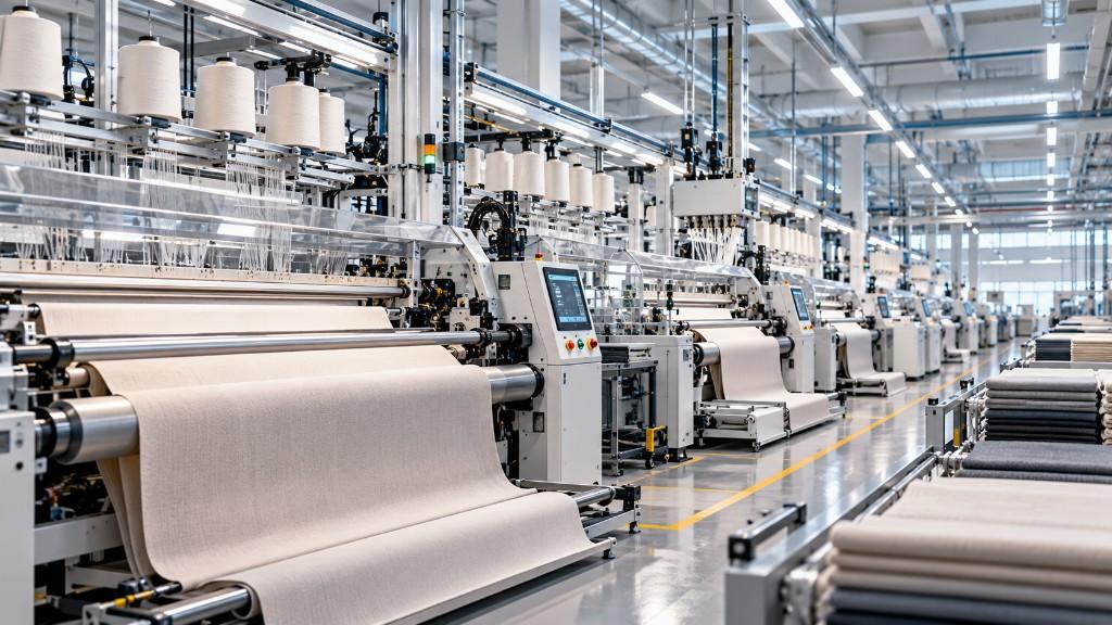 Modern textile manufacturing machinery in production