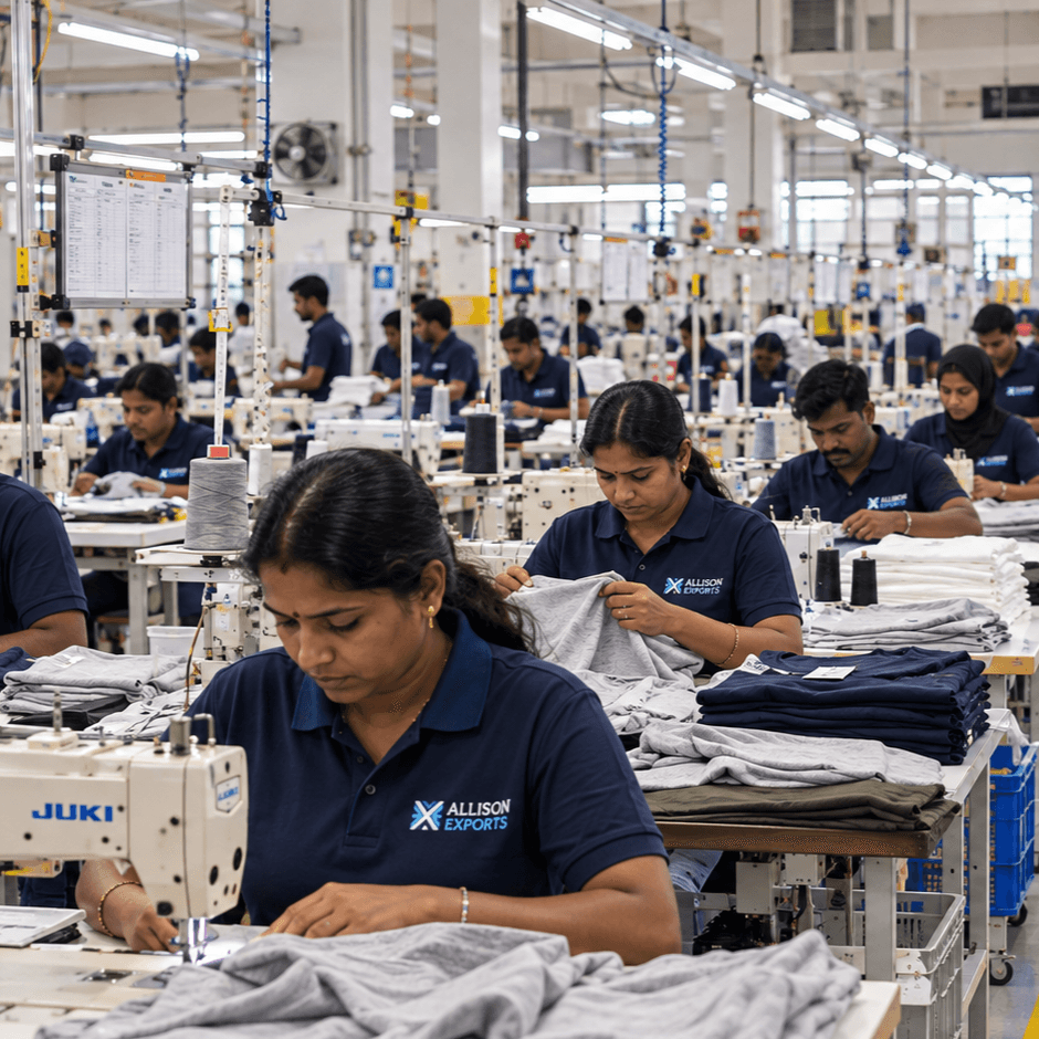Garment manufacturing floor ready for bulk production