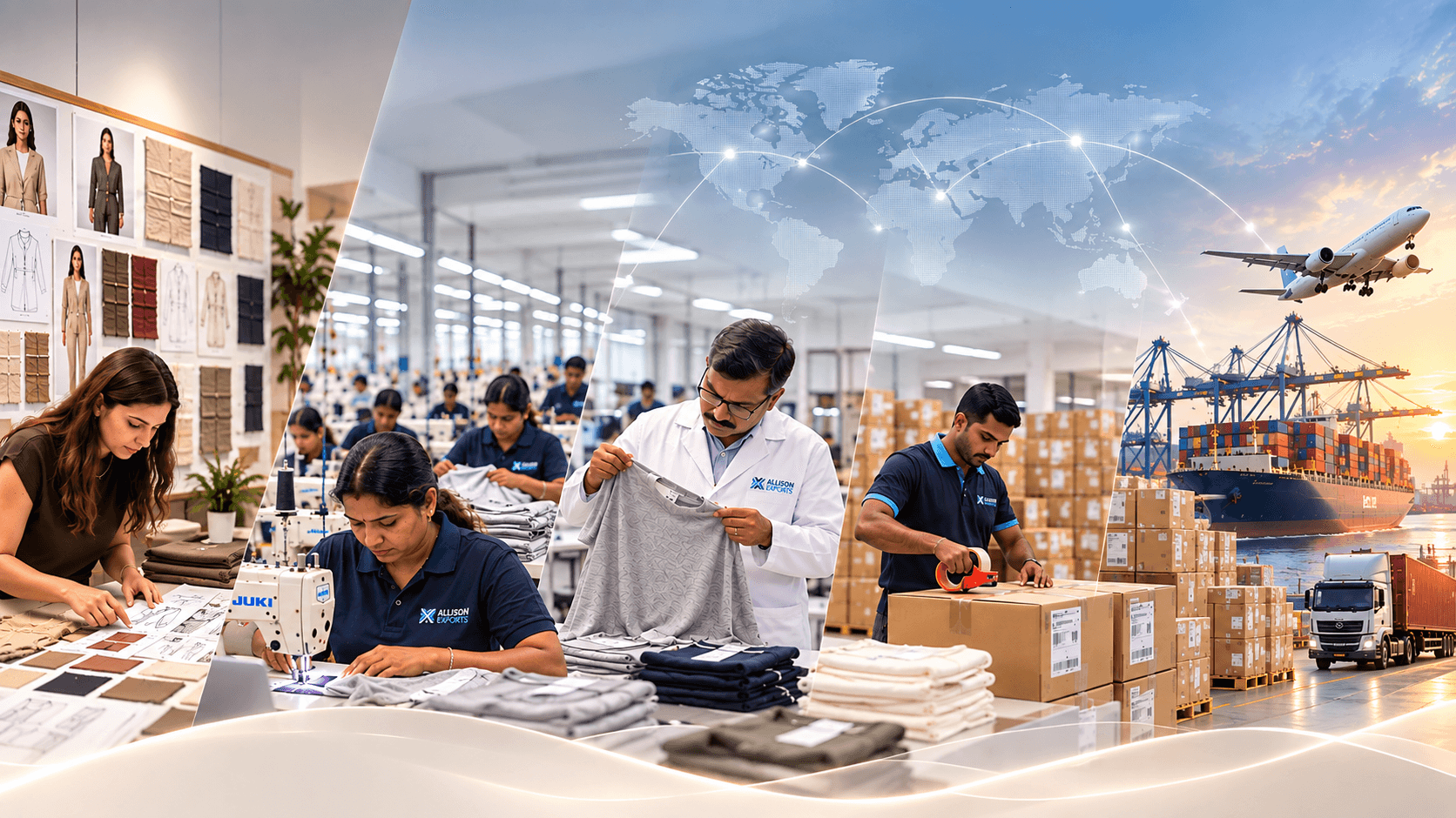 Allison Exports end-to-end process — from design and manufacturing to quality, packing and global delivery