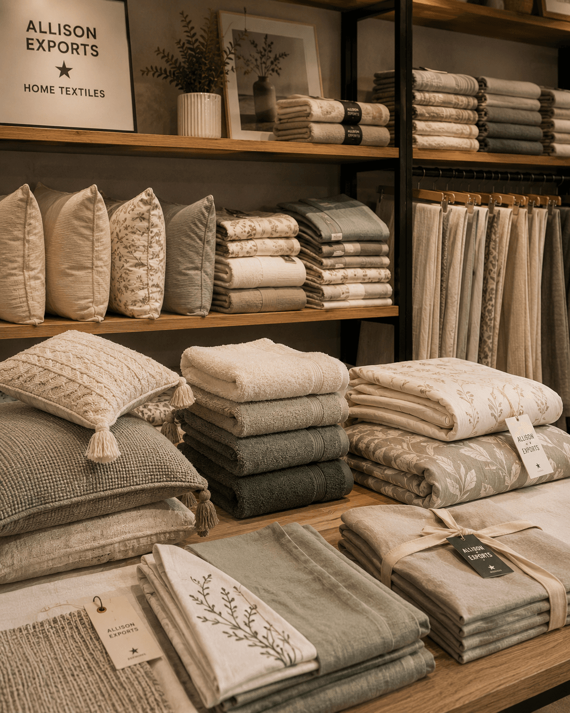Stacked neutral home linens