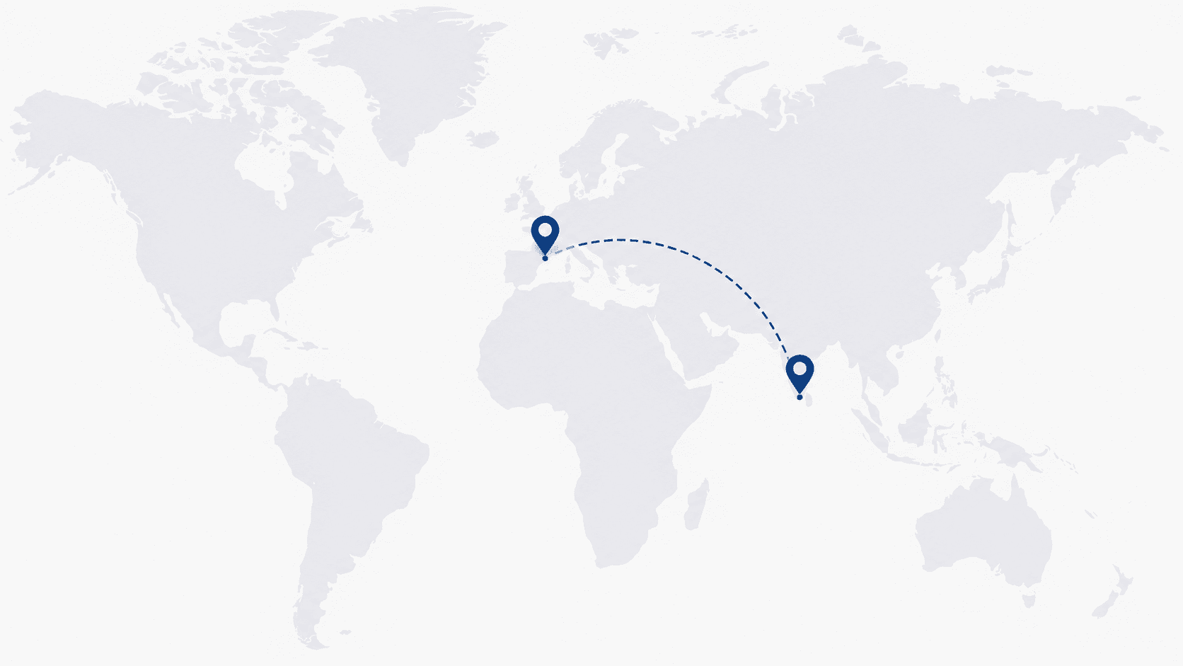 World map showing Allison Exports offices in Spain and India