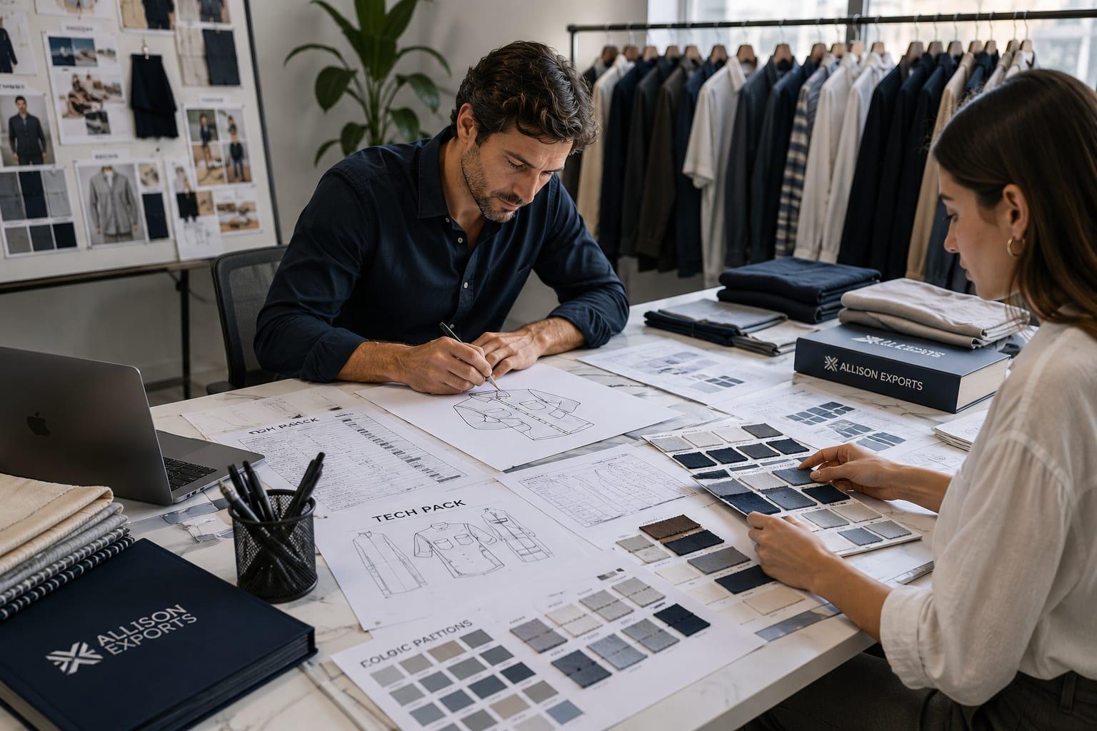 Designer sketching garment designs