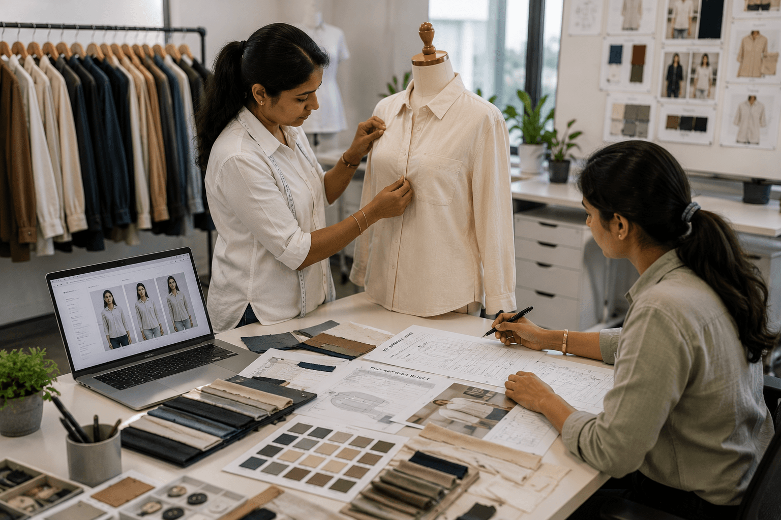 Designer working with mannequin for fit approval